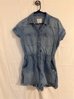 Celebrity Pink Light Blue Denim Short Sleeve Romper